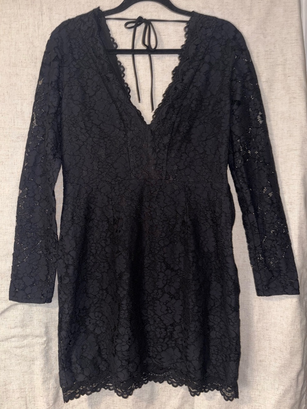 H&M Black Lace Mini Dress with V-Neck